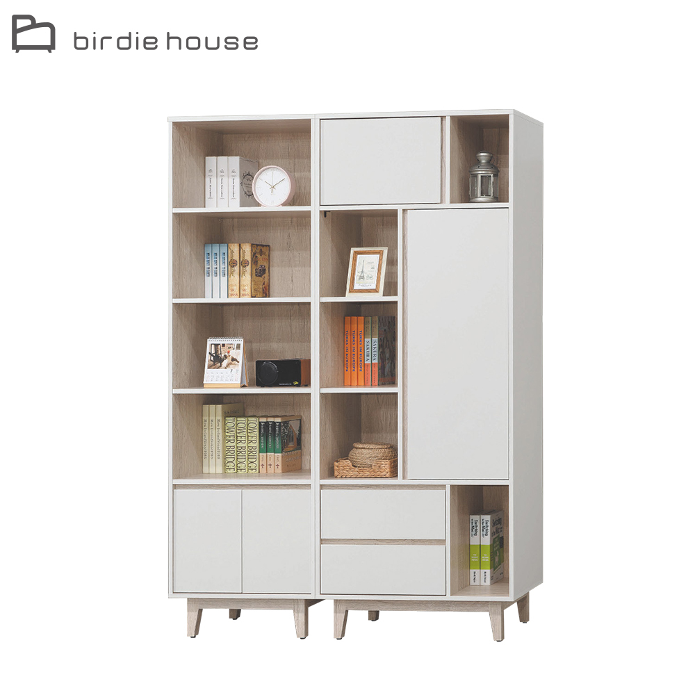 柏蒂家居-巴克利4.6尺多功能開放式收納書櫃/展示置物櫃組合(二門二抽五格+四格二門)