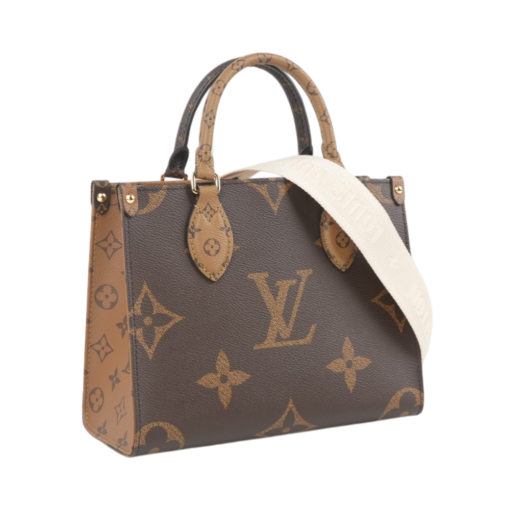 【Louis Vuitton】OnTheGo PM 雙色塗層帆布附零錢包二用托特包(深棕/淺綜)