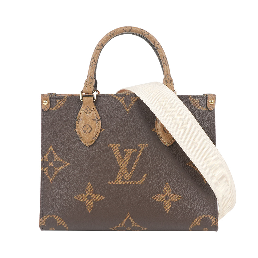 【Louis Vuitton】OnTheGo PM 雙色塗層帆布附零錢包二用托特包(深棕/淺綜)