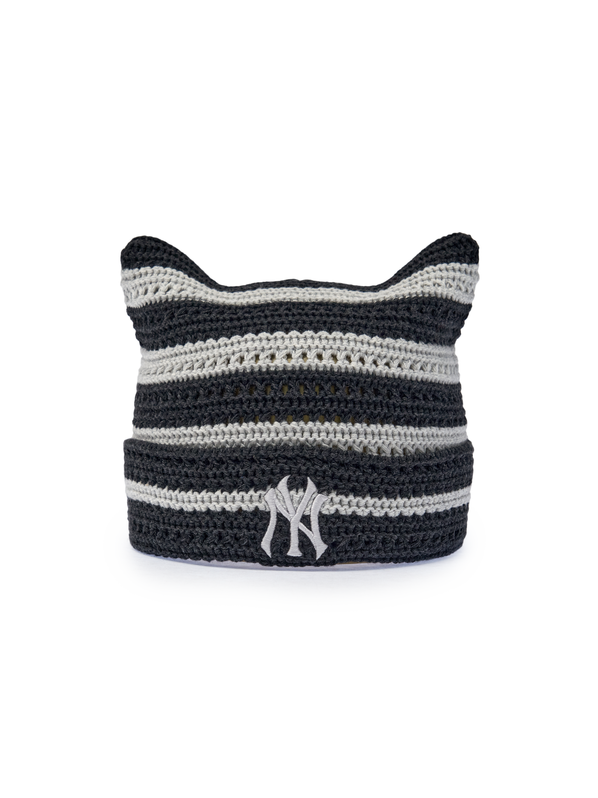 【入LIVECODE一件減至$238😱🔥！】【韓網大熱爆款🔥】【MLB】Summer Stripe Meow Beanie New York Yankees - Black