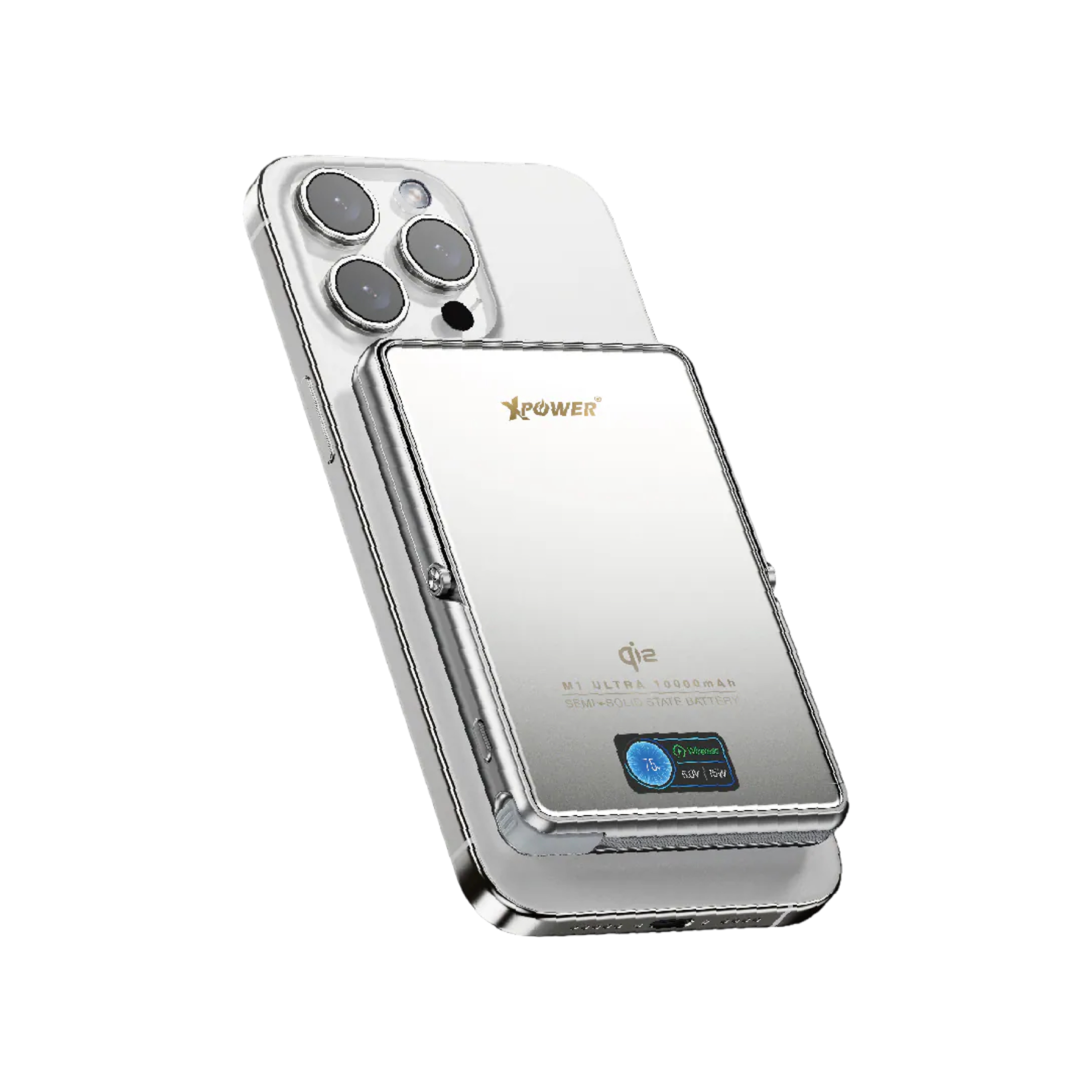 XPower M1 Ultra 10000mAh QI2 半固態TFT彩屏顯示磁吸行動電源 (CCC 認證可追溯二維碼)