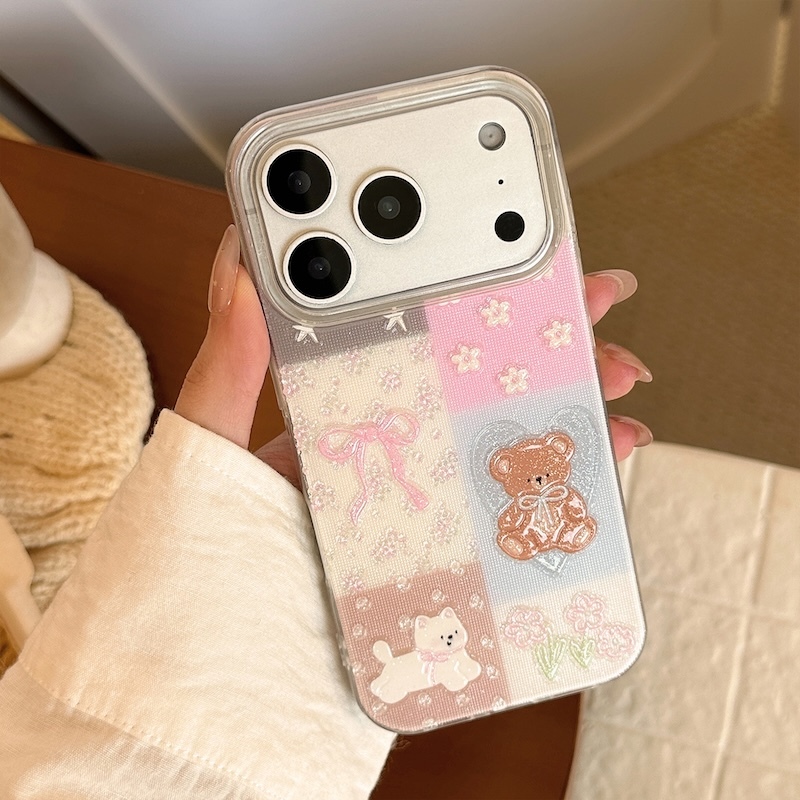 《03271》彩花朵狗狗熊熊手機殼