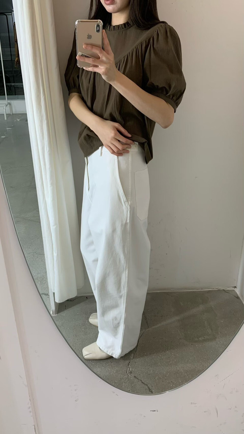 V字壓摺感圓領傘襬娃娃上衣 / 4色