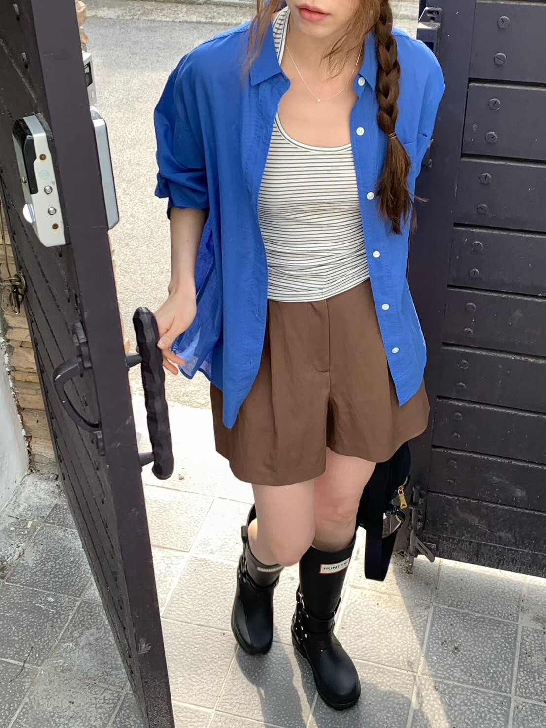 後腰鬆緊打摺造型棉麻短褲-S-M / 4色