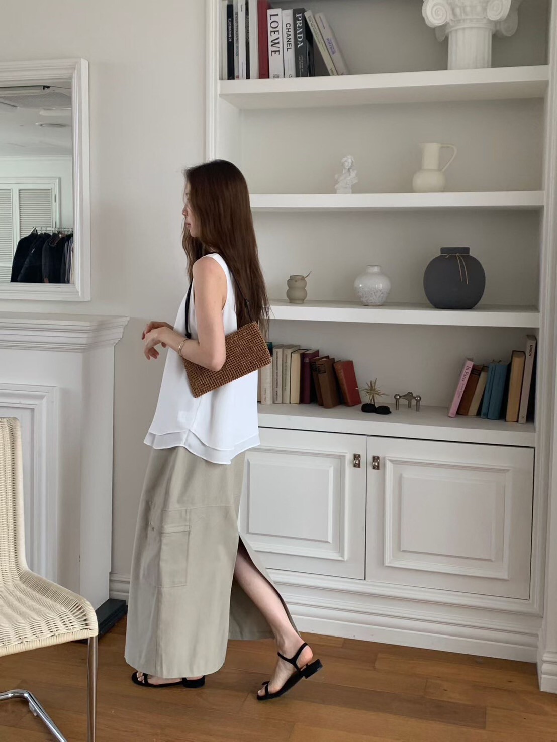 柔霧色系圓領長版雪紡背心上衣 / 3色