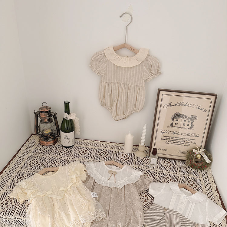 荷葉領條紋包屁衣