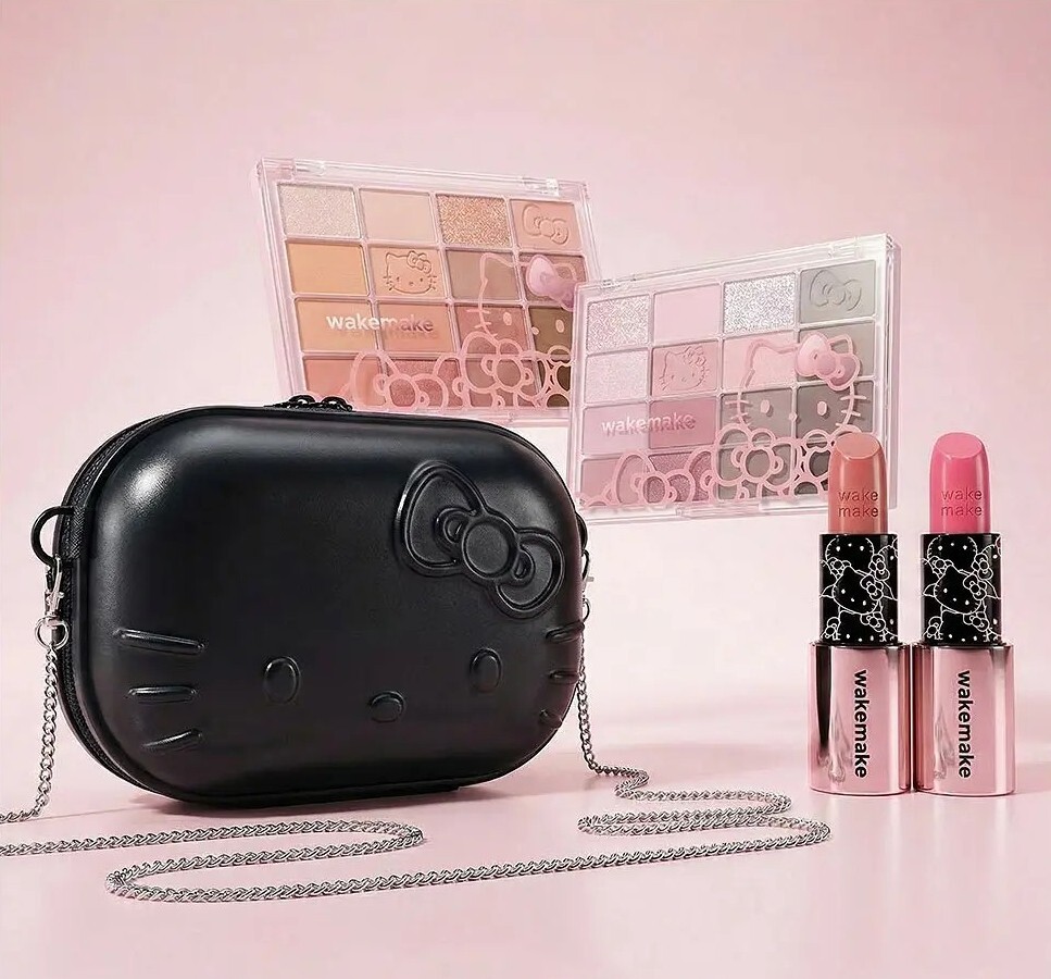 【預購】韓國 WAKEMAKE Hello Kitty 黑色特別版 眼唇套裝 2色