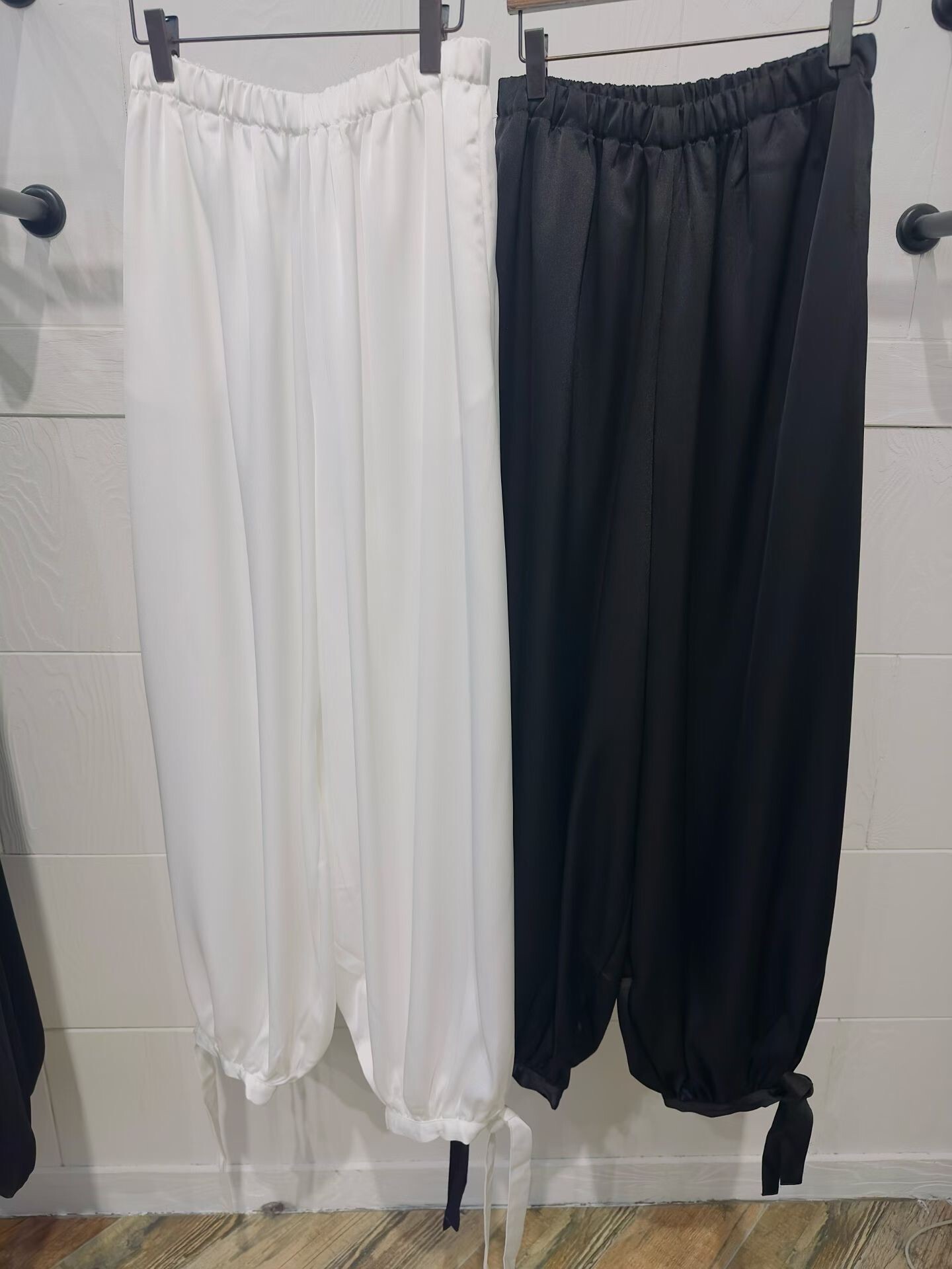 束腳綁帶絲緞褲