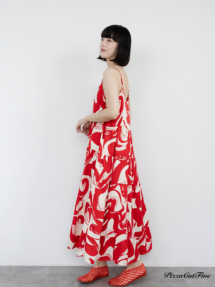 [兩件1580｜涼感洋裝]抽象花卉細肩帶洋裝 PizzaCutFive PCF262487063