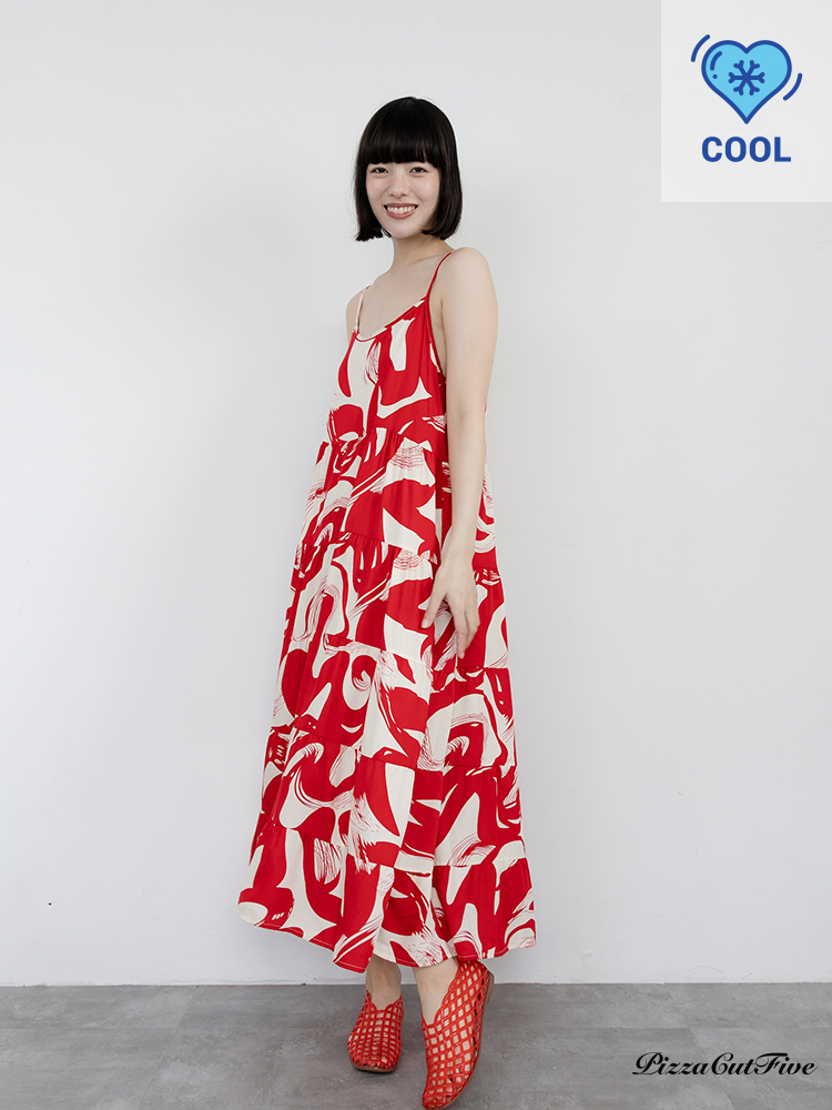 [兩件1580｜涼感洋裝]抽象花卉細肩帶洋裝 PizzaCutFive PCF262487063