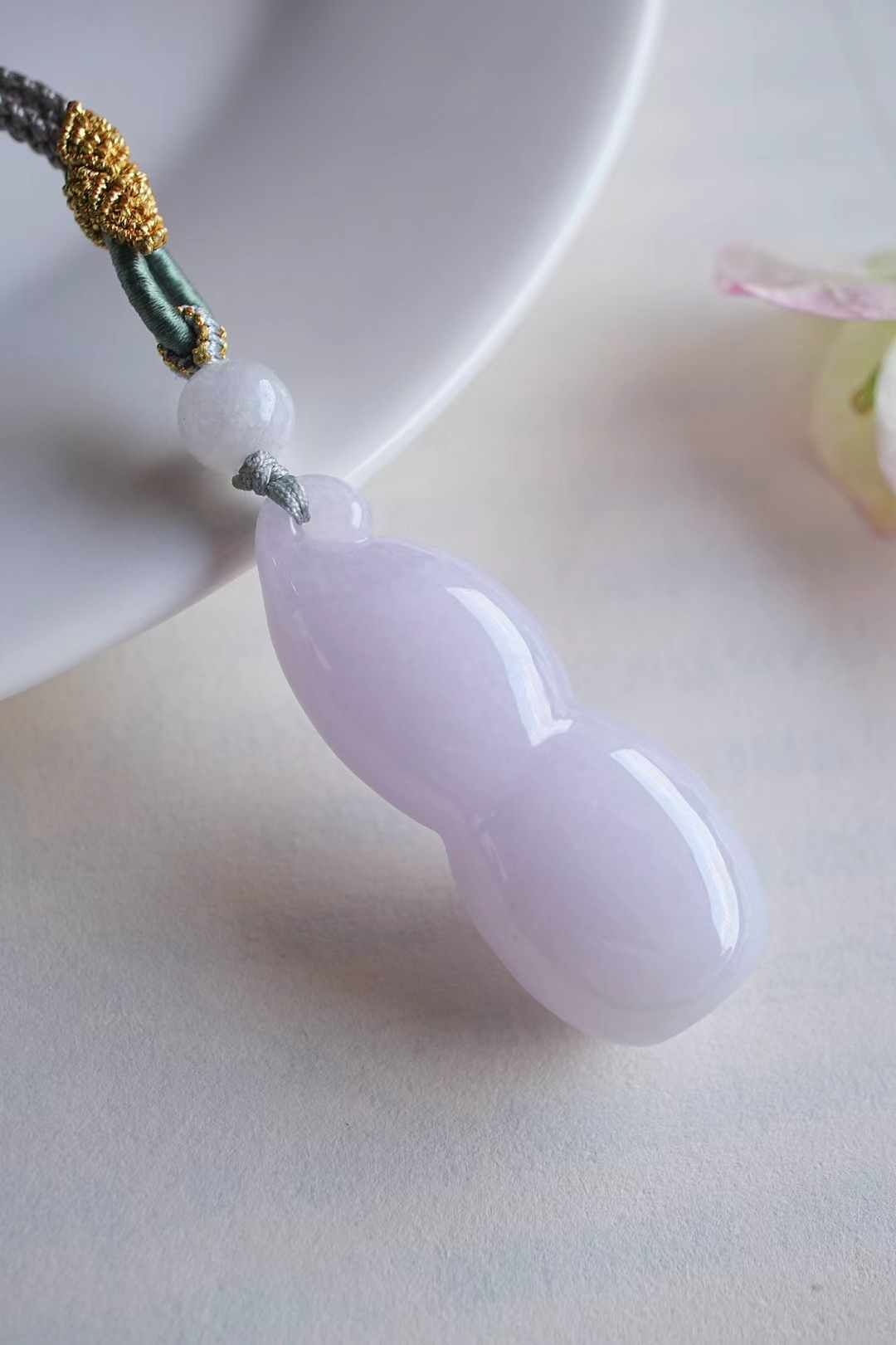 324853 翡翠冰糯紫羅蘭葫蘆掛件
