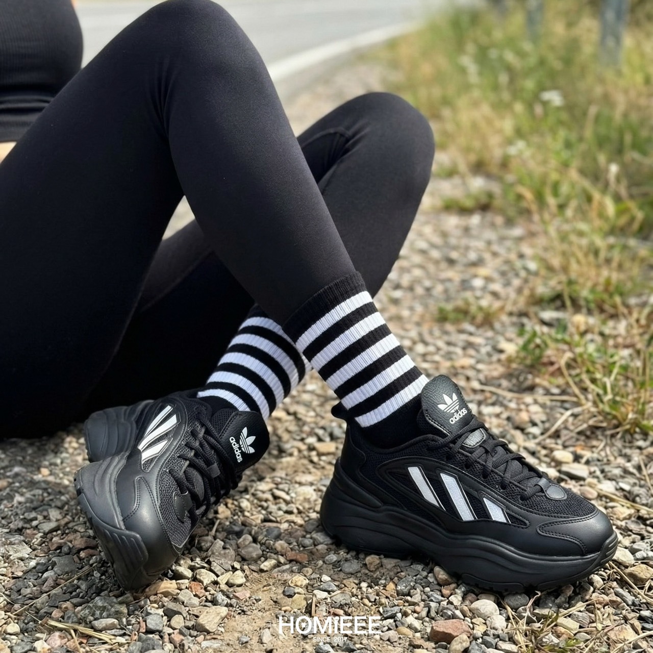 Adidas Originals Ozgaia 厚底 增高 老爹鞋 反光 黑白 女鞋 [KK2748]