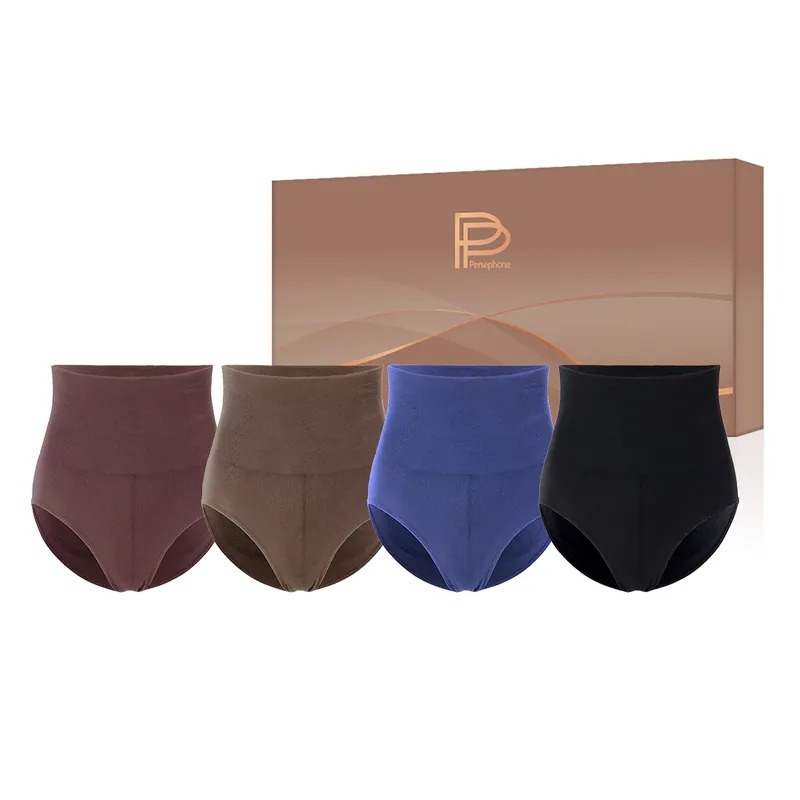 PP石墨烯高腰暖腹內褲 (4件組-黑/紫/棕/藍)