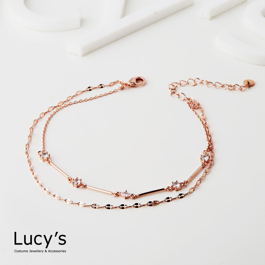 幾何光線 雙層腳鍊 (二色) (130620/130622)