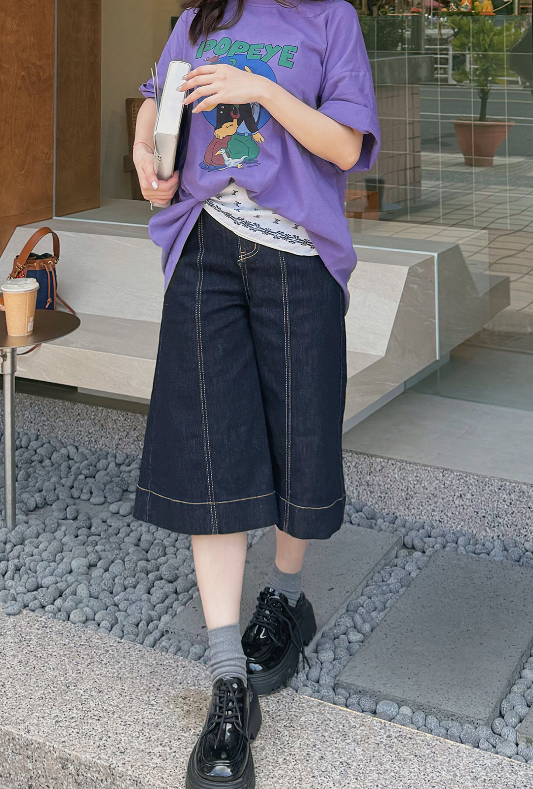 B1657-六分車線牛仔褲