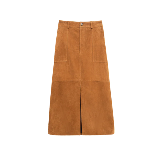 1LP0327-155 [LA PETITE ETOILE] Felicia Leather Midi Skirt Sand #FELICIA-F402512X1X/15-SAND (EU)