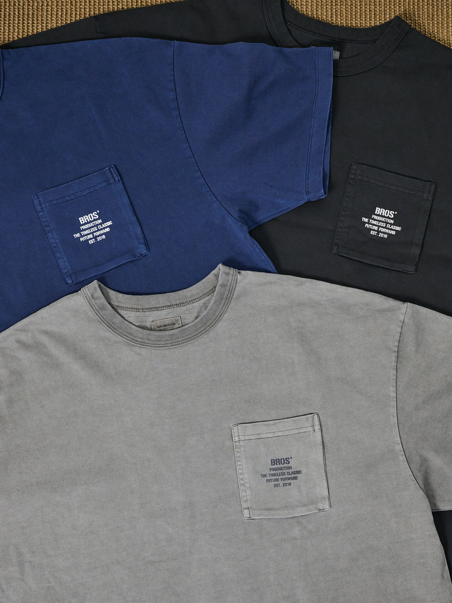 Broshood 日系寬鬆復古口袋印花圓領短袖26SS39