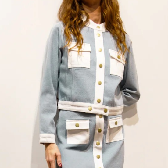 1BB0327-043 [BRIGITTE BARDOT] Gunther Two-Tone Short Jacket Blue #162610400 (EU)