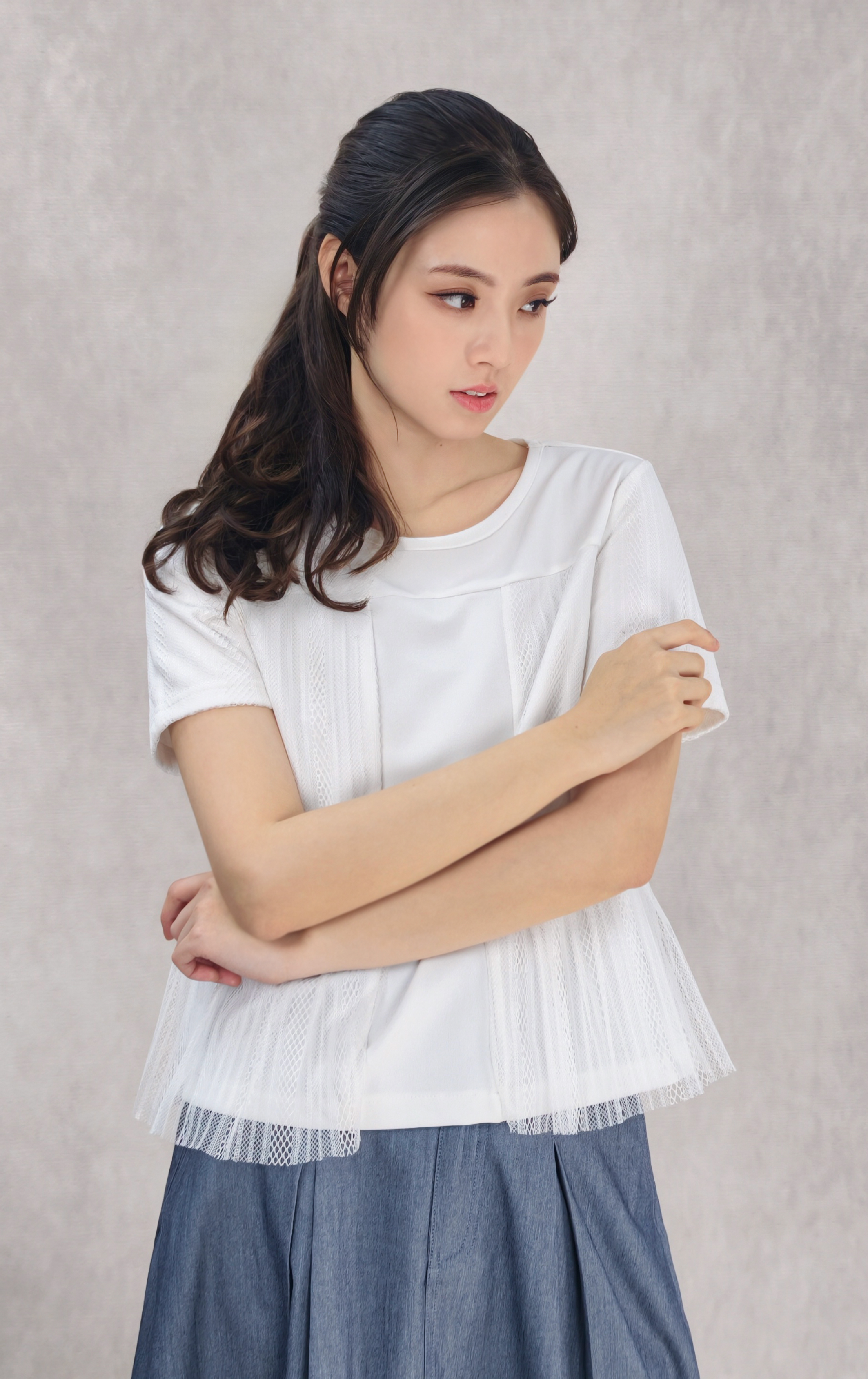 網紗拼布上衣 ST0415