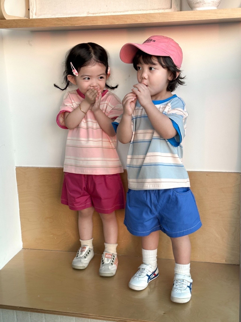 可愛寬條兄弟姐妹套裝 / 2色