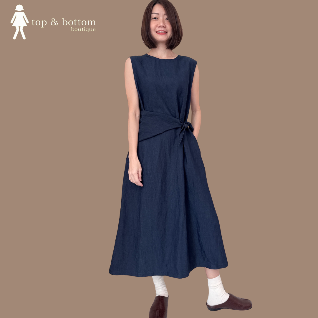 SOFT DENIM SHIFT DRESS WITH DETACHABLE SCARF