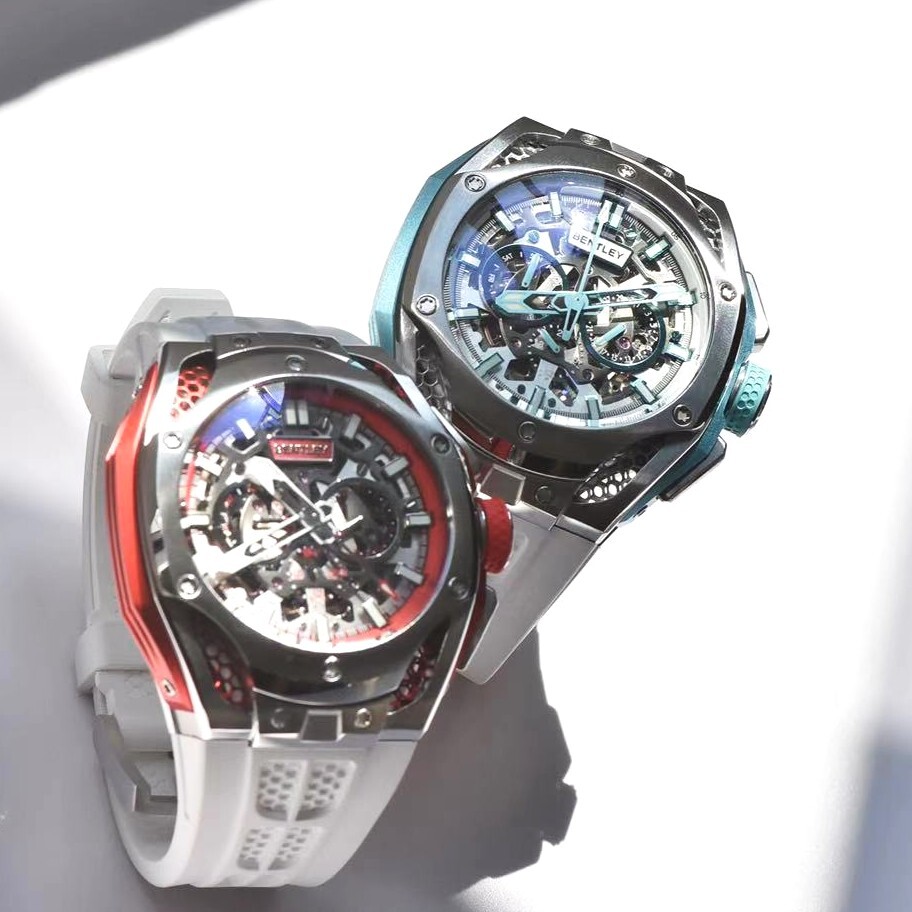 【BENTLEY 賓利】 THE OPULENCE 夜影系列 BL-50系列 潮流 經典白矽膠 三眼 日期 夜光 機械 手錶