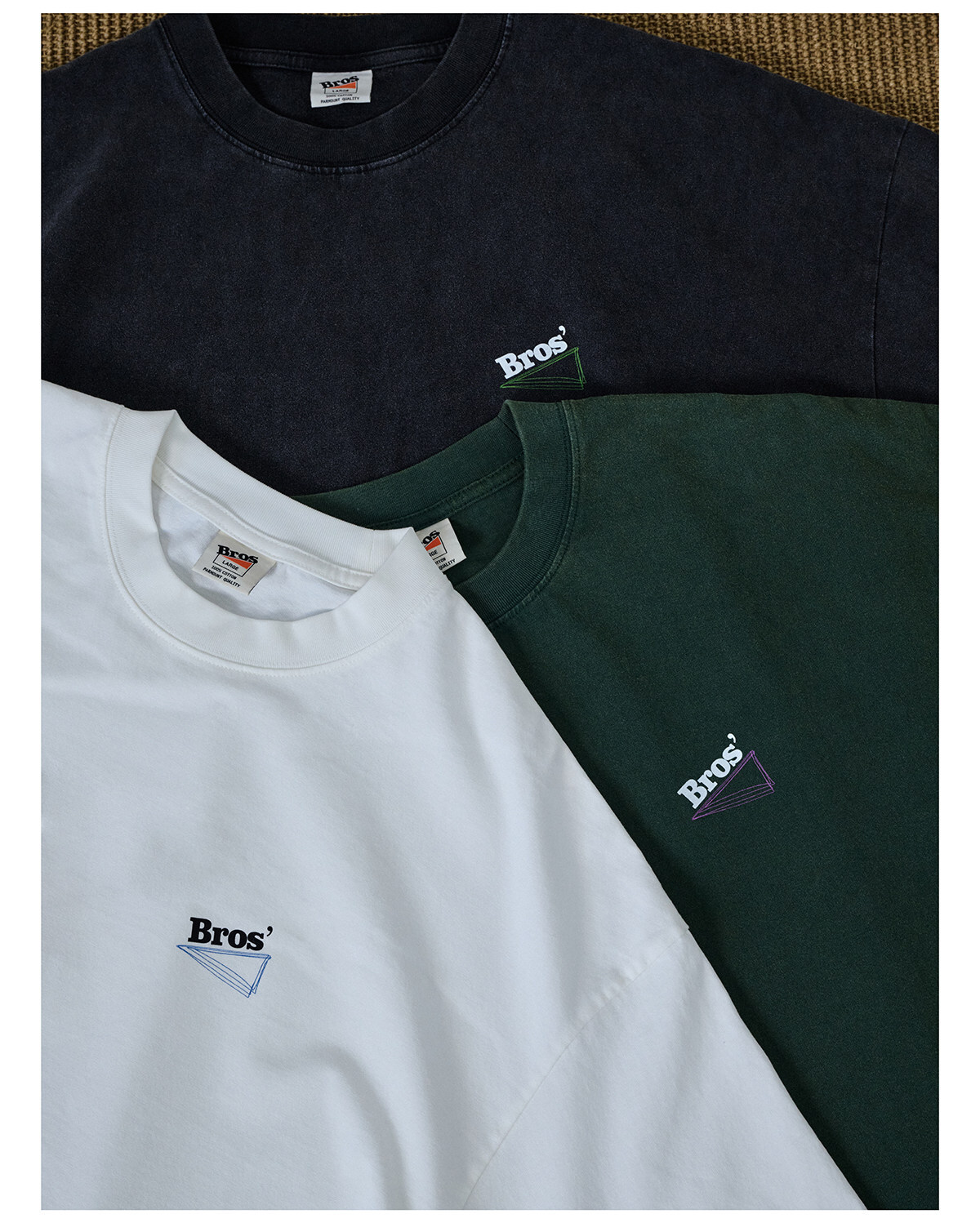 Broshood 日系寬鬆復古漸層三角圖案直噴印花短袖 26SS13