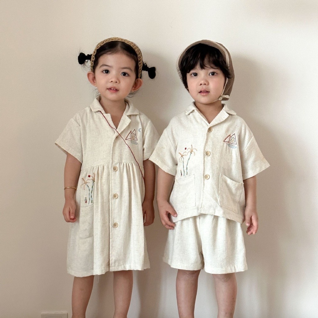 夏威夷亞麻兄弟姐妹連身裙 / 套裝