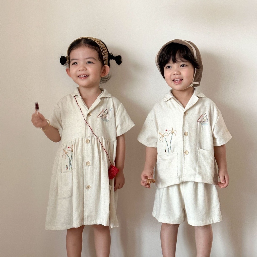 夏威夷亞麻兄弟姐妹連身裙 / 套裝