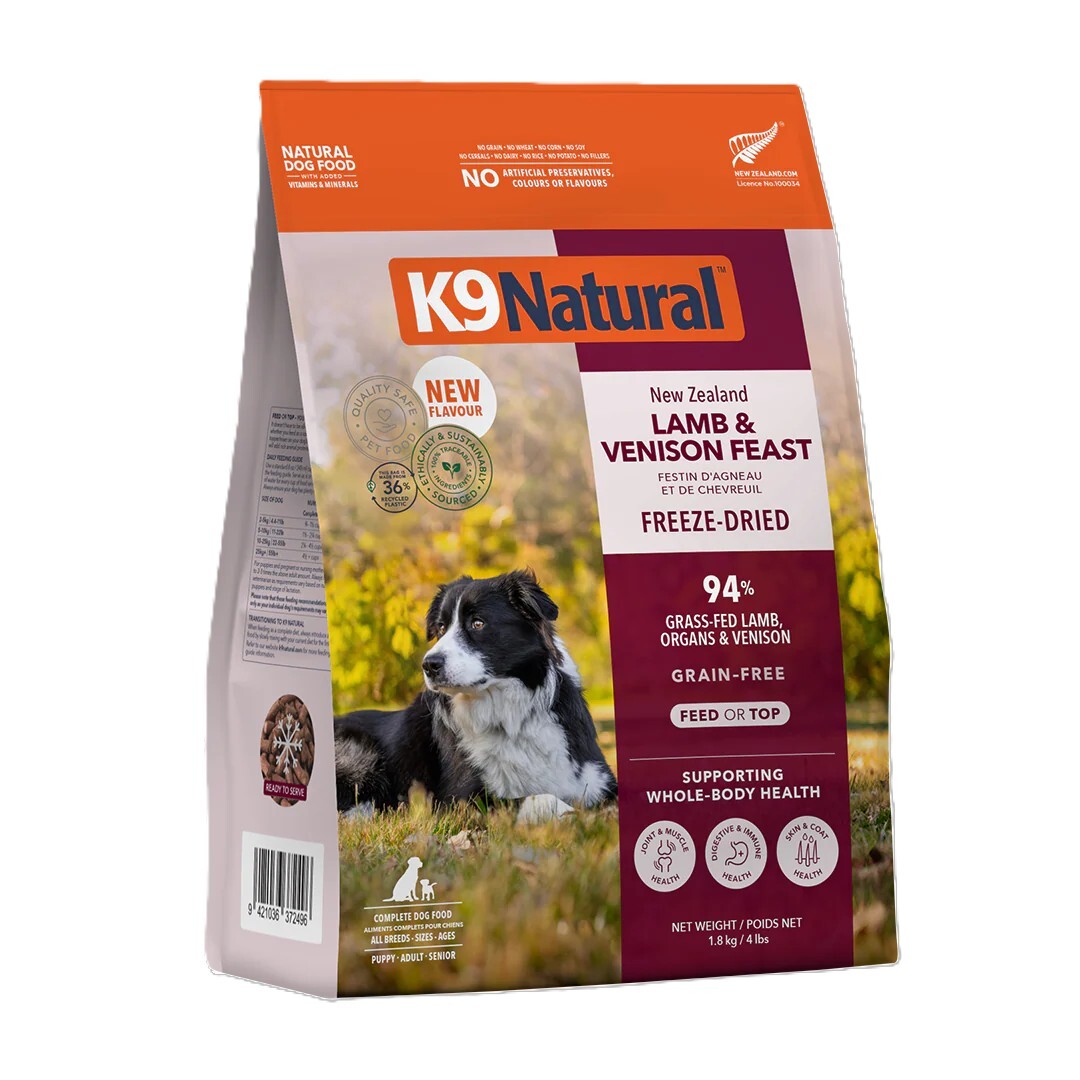 K9 Natural 無穀物凍乾脫水鮮肉狗糧 羊肉鹿肉盛宴．500g/1.8kg