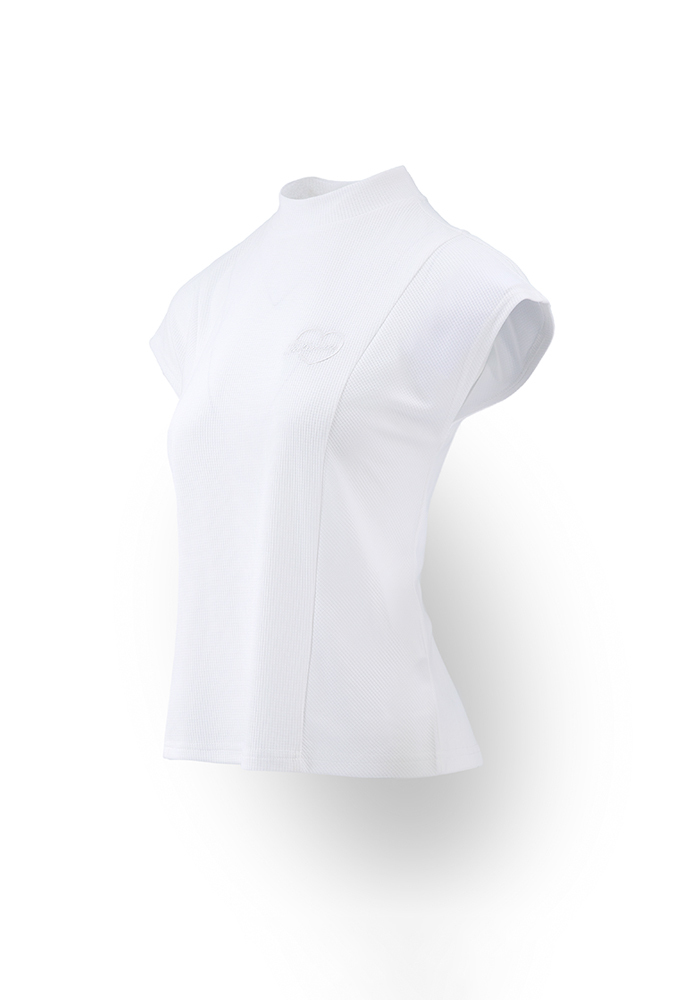 南法暗格透氣立領女衫-月光白