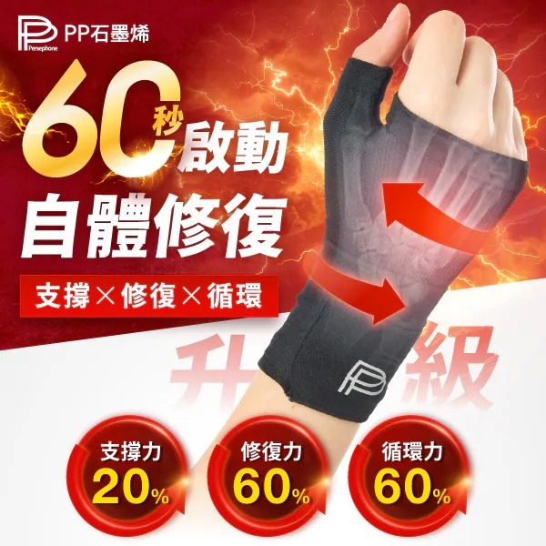 PP石墨烯粒線能量修復護腕 (60秒啟動自體修復) (1隻)