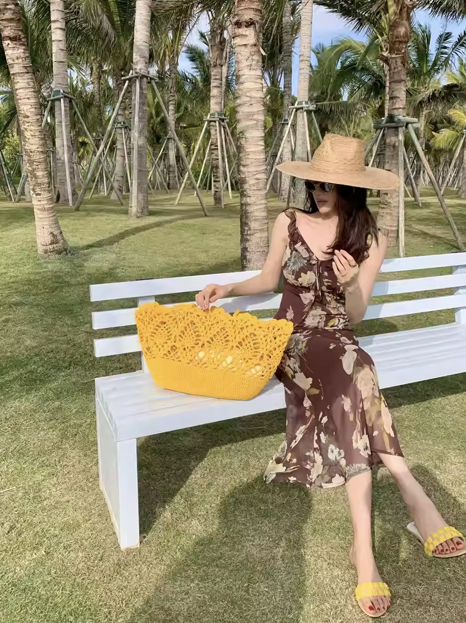 浪漫配色花朵荷葉滾邊綁帶長洋裝-S-XL / 2色 (Elegant & Love)