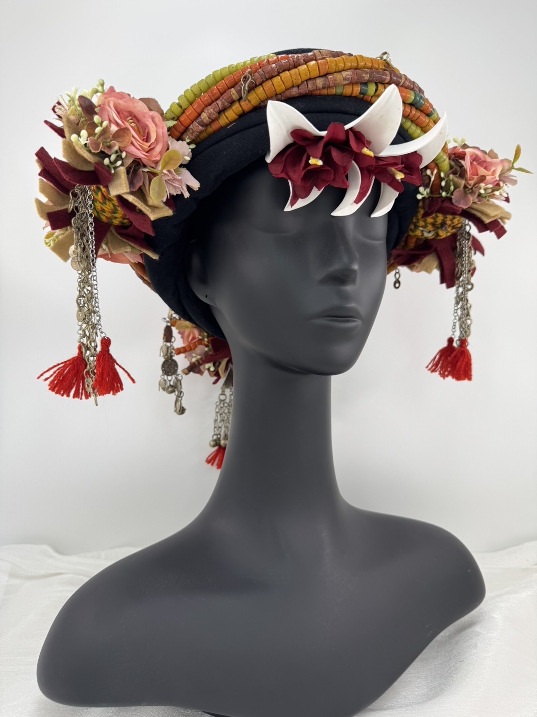 M-No.92貿易老珠配花轉珠頭飾 55-57cm