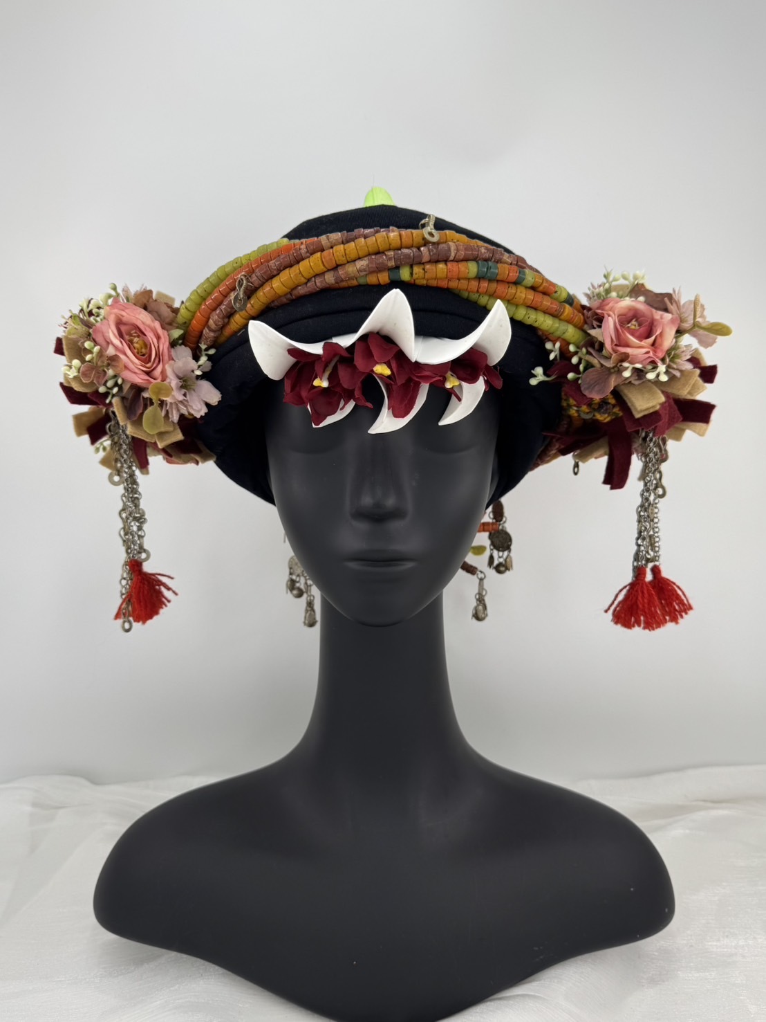 M-No.92貿易老珠配花轉珠頭飾 55-57cm