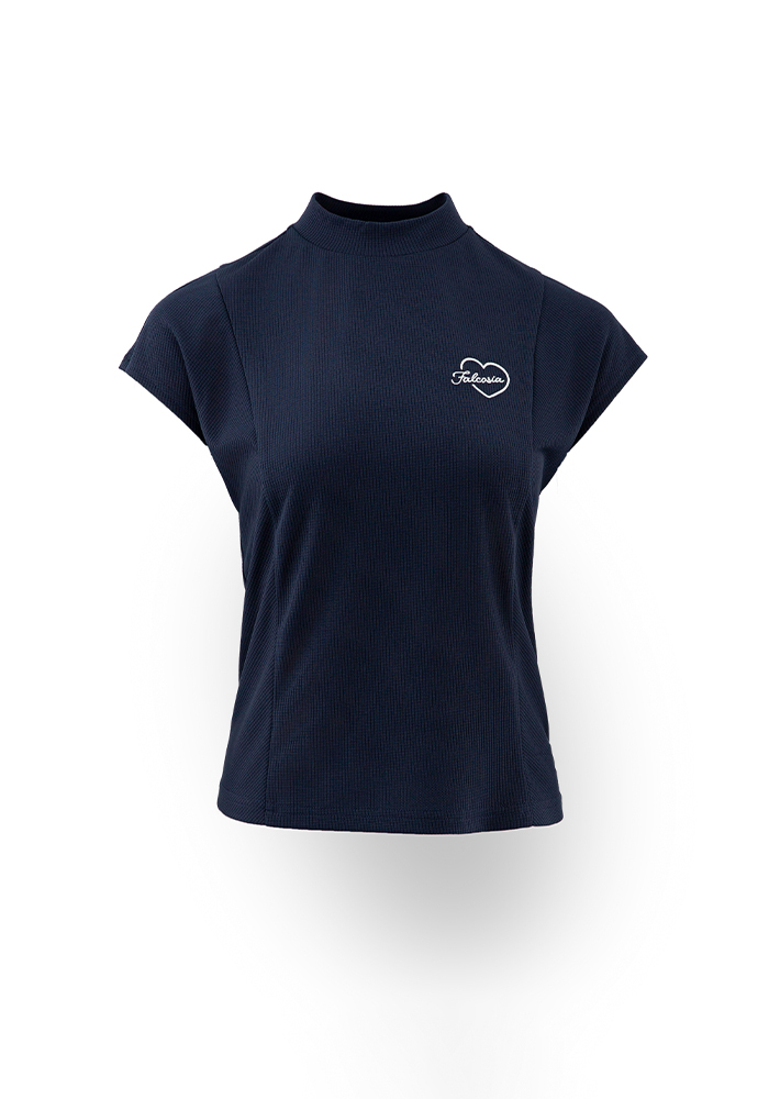 南法暗格透氣立領女衫-夜幕深藍