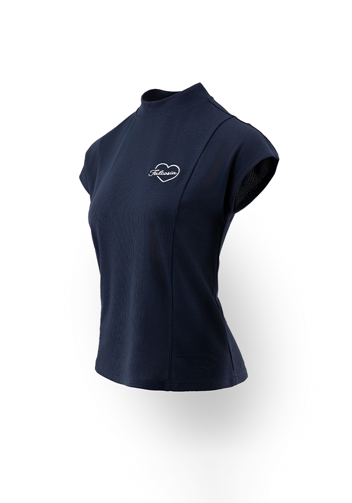 南法暗格透氣立領女衫-夜幕深藍