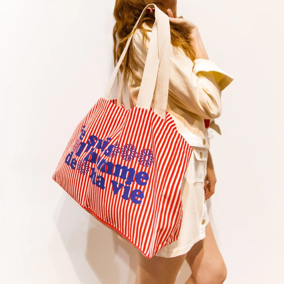 1BB0327-050 [BRIGITTE BARDOT] Petanque Striped Tote Bag Red #112610400 (EU)