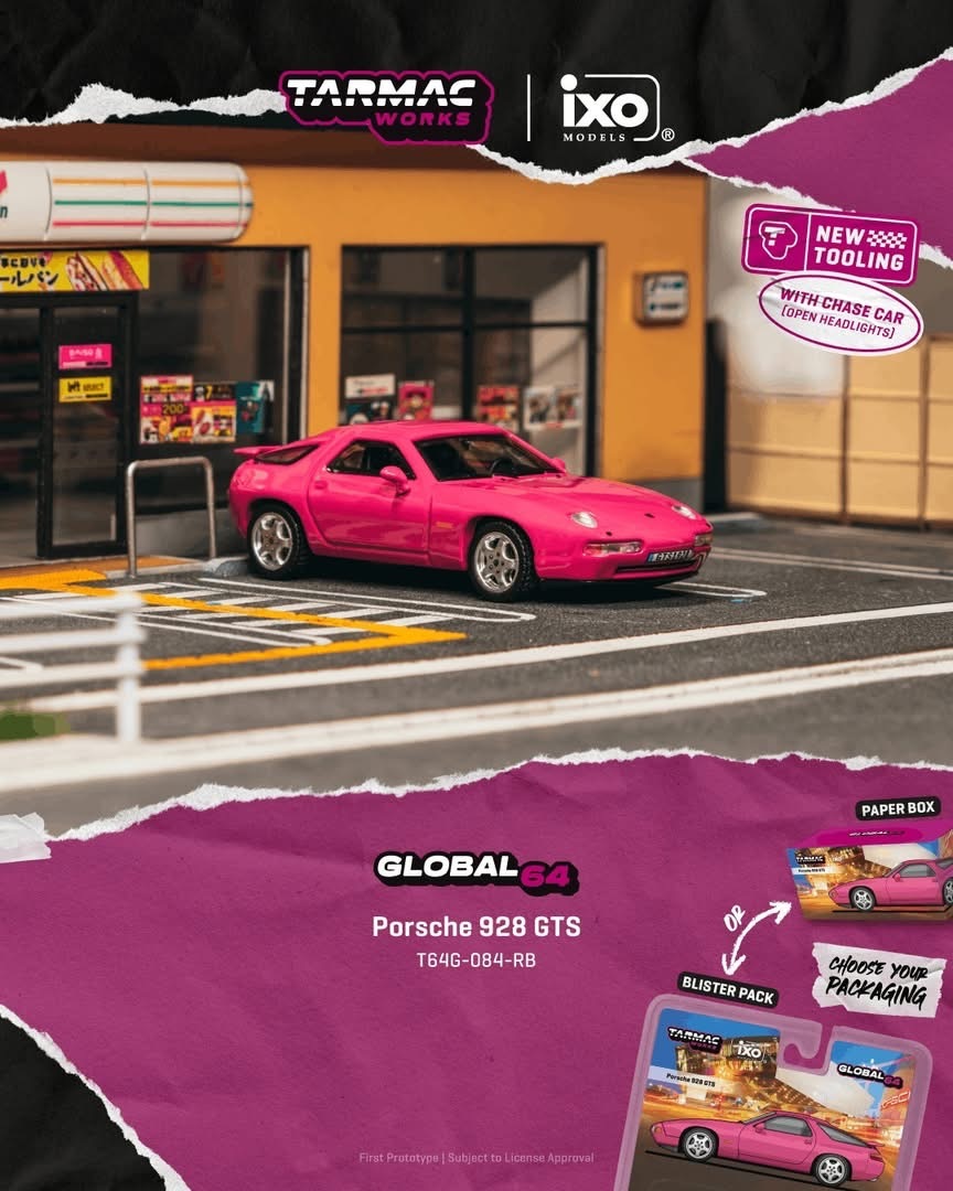 預訂 Pre Order - Tarmac Works Porsche 928 GTS Rubystone Red