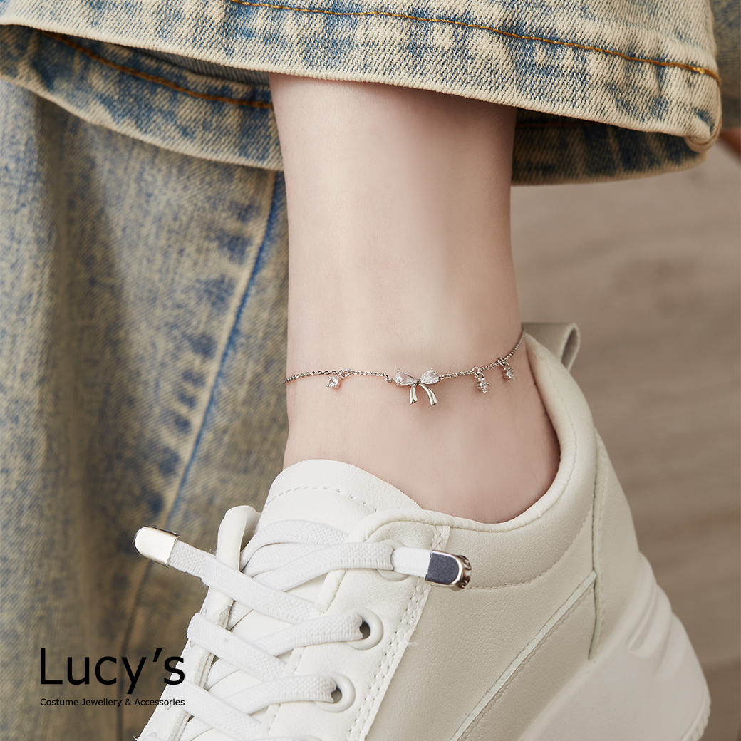 晶耀蝴蝶結 腳鍊 (二色) (130578/130580)