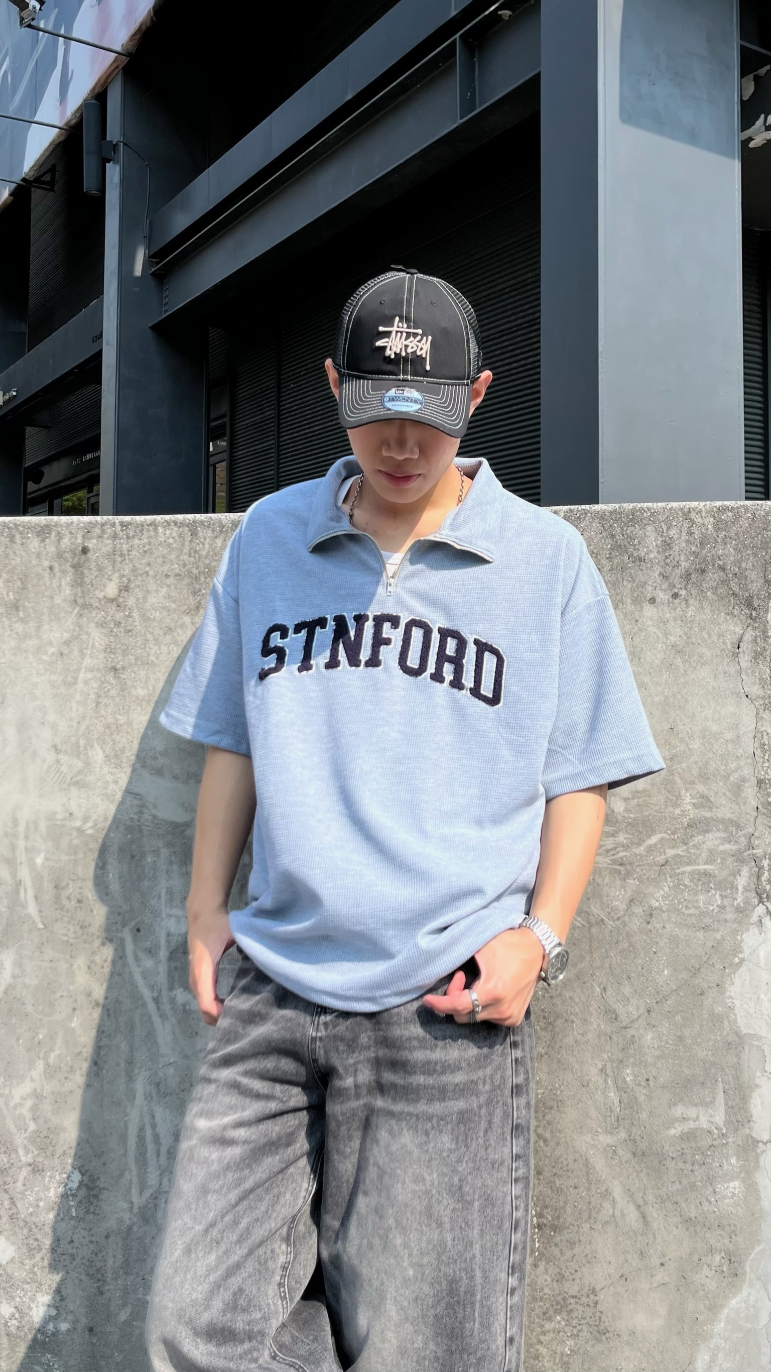 STNFORD毛巾繡小高領短袖 (2colors)