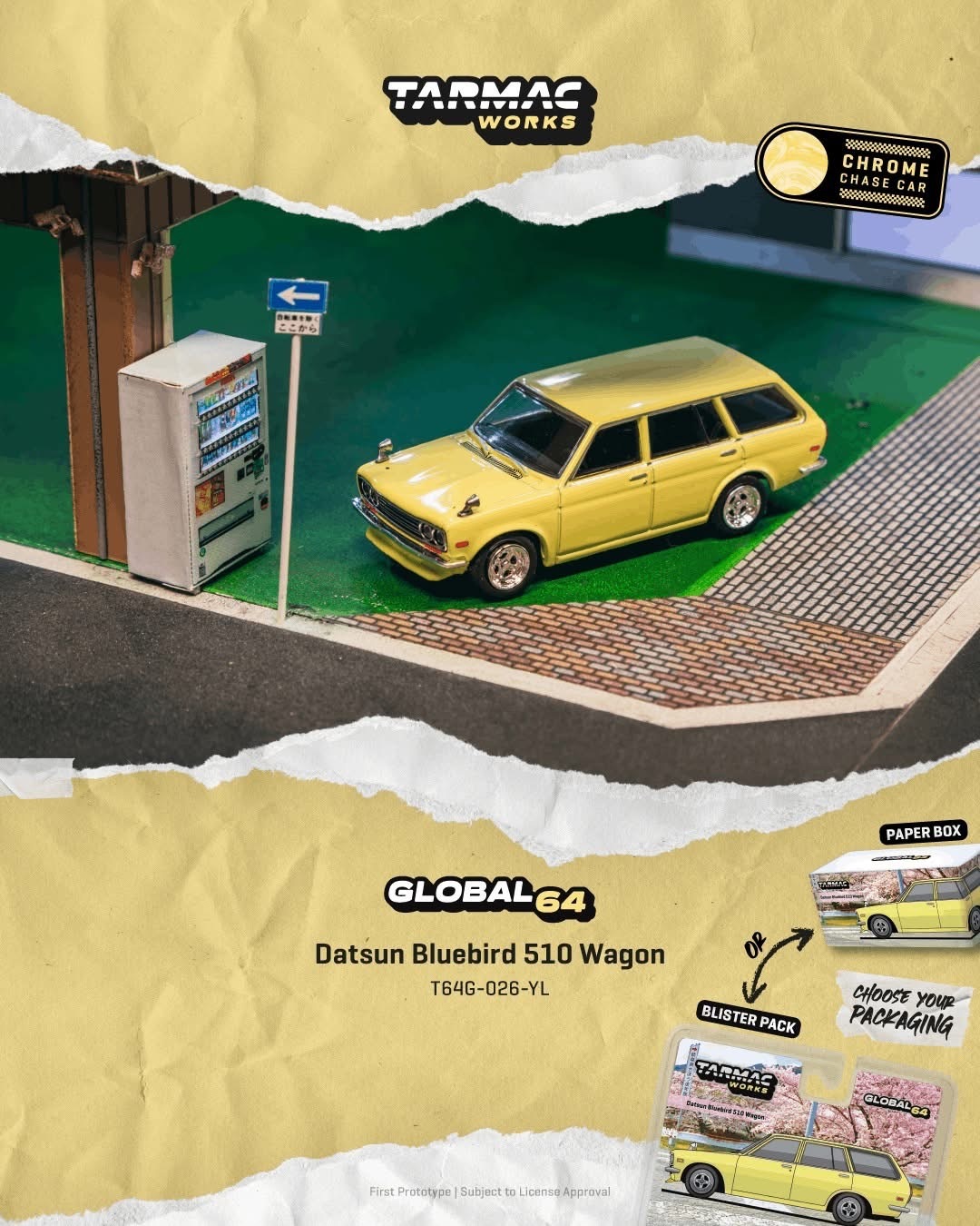 預訂 Pre Order - Tarmac Works Datsun Bluebird 510 Wagon Yellow