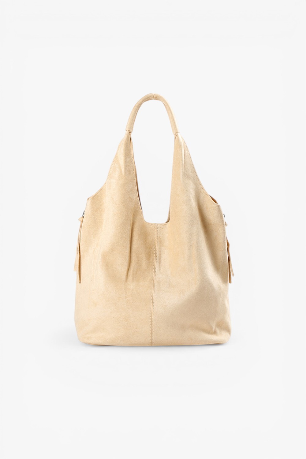 Hi Elf 反毛布料柔軟大肩背包 米色