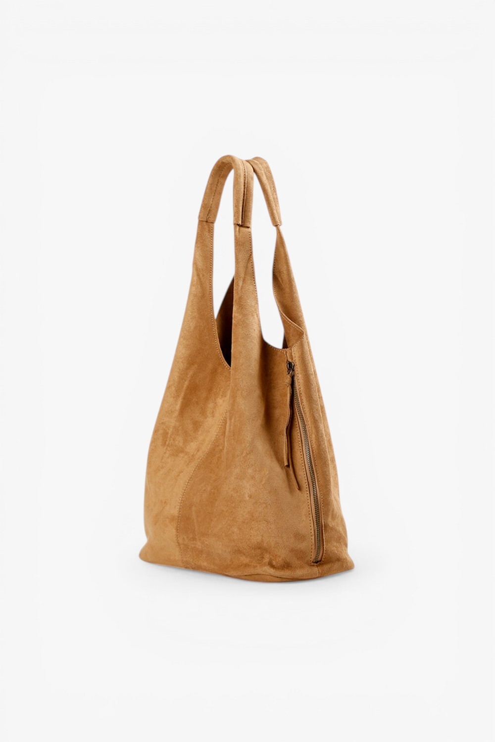 Hi Elf 反毛布料柔軟大肩背包 駝色