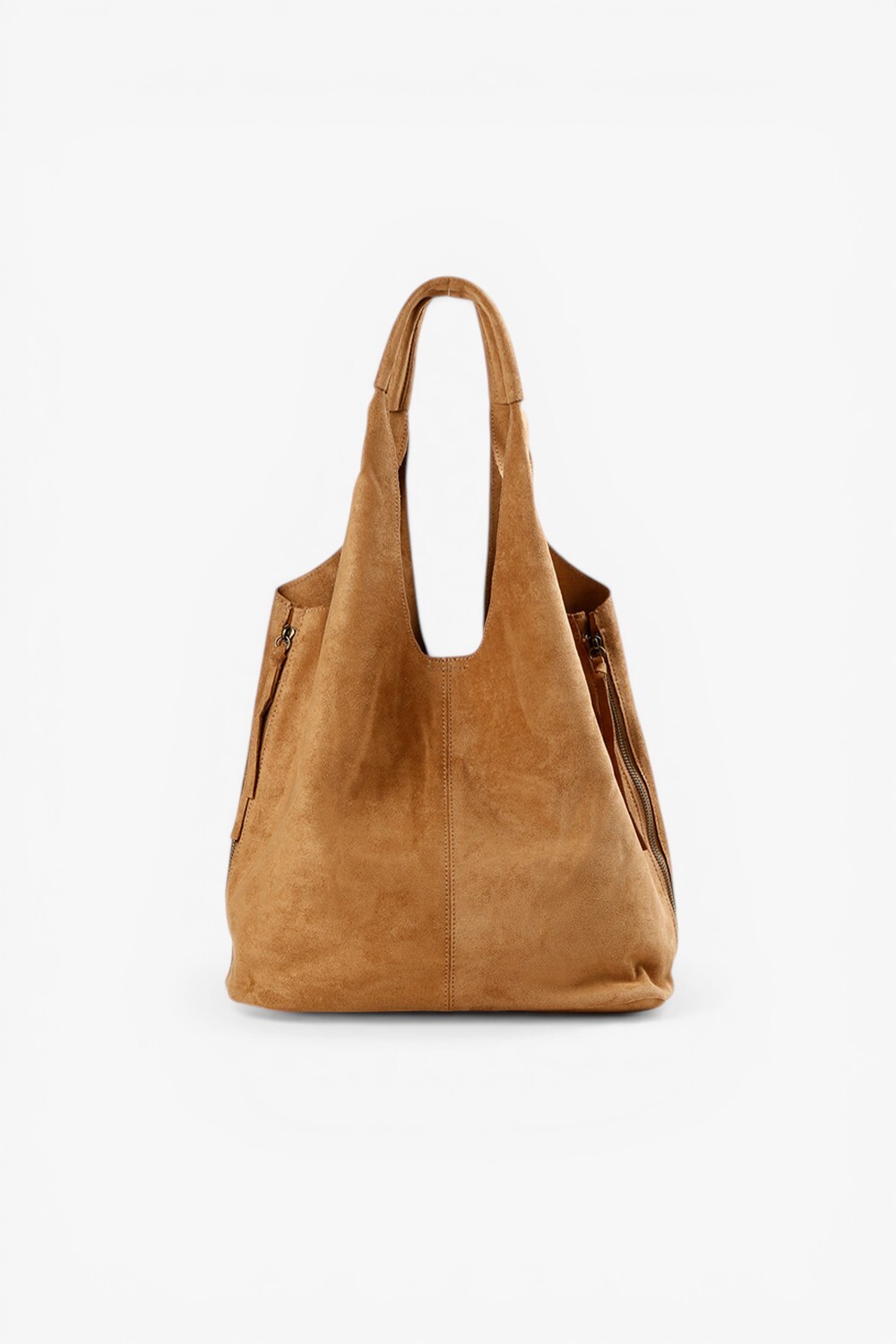 Hi Elf 反毛布料柔軟大肩背包 駝色