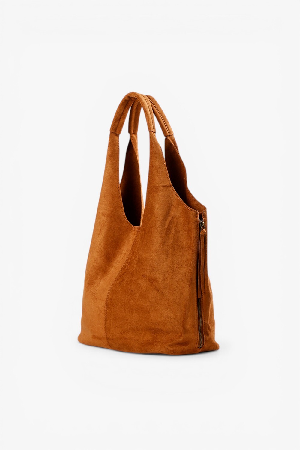 Hi Elf 反毛布料柔軟大肩背包 棕色