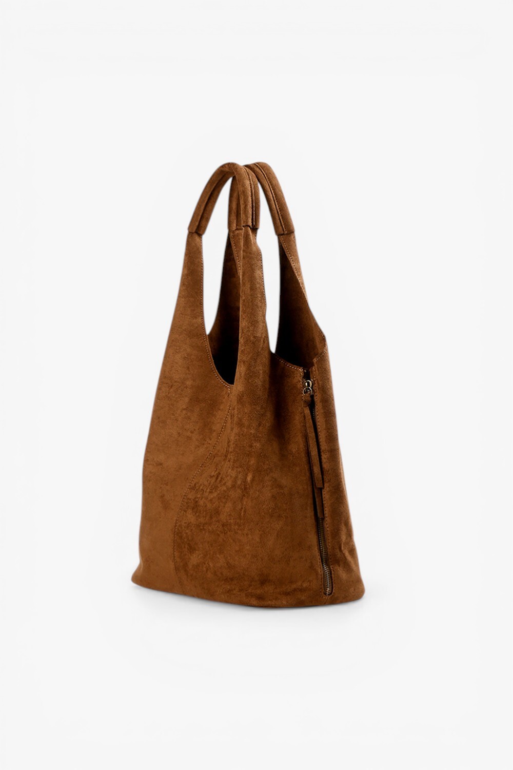 Hi Elf 反毛布料柔軟大肩背包 咖啡