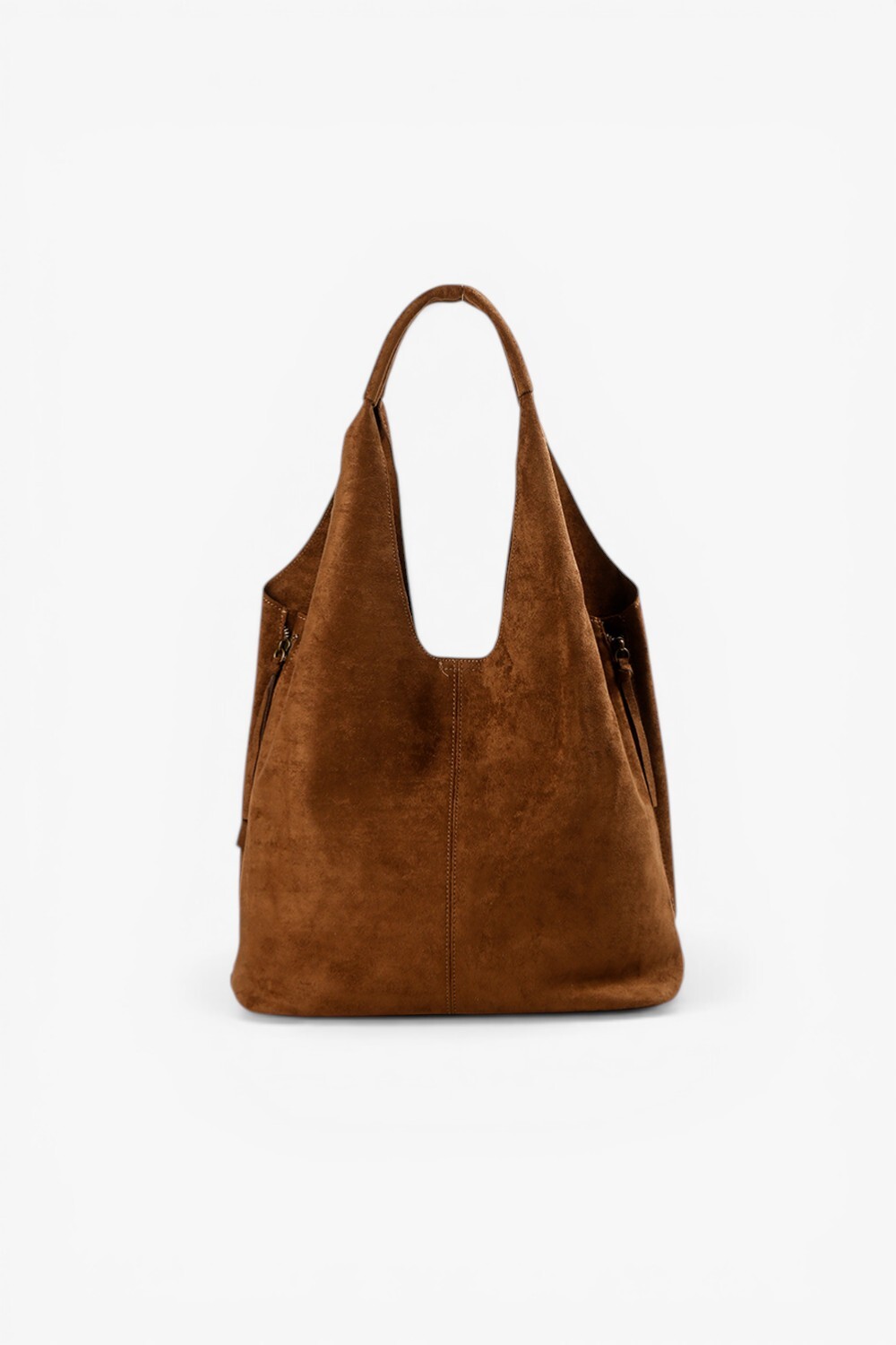 Hi Elf 反毛布料柔軟大肩背包 咖啡