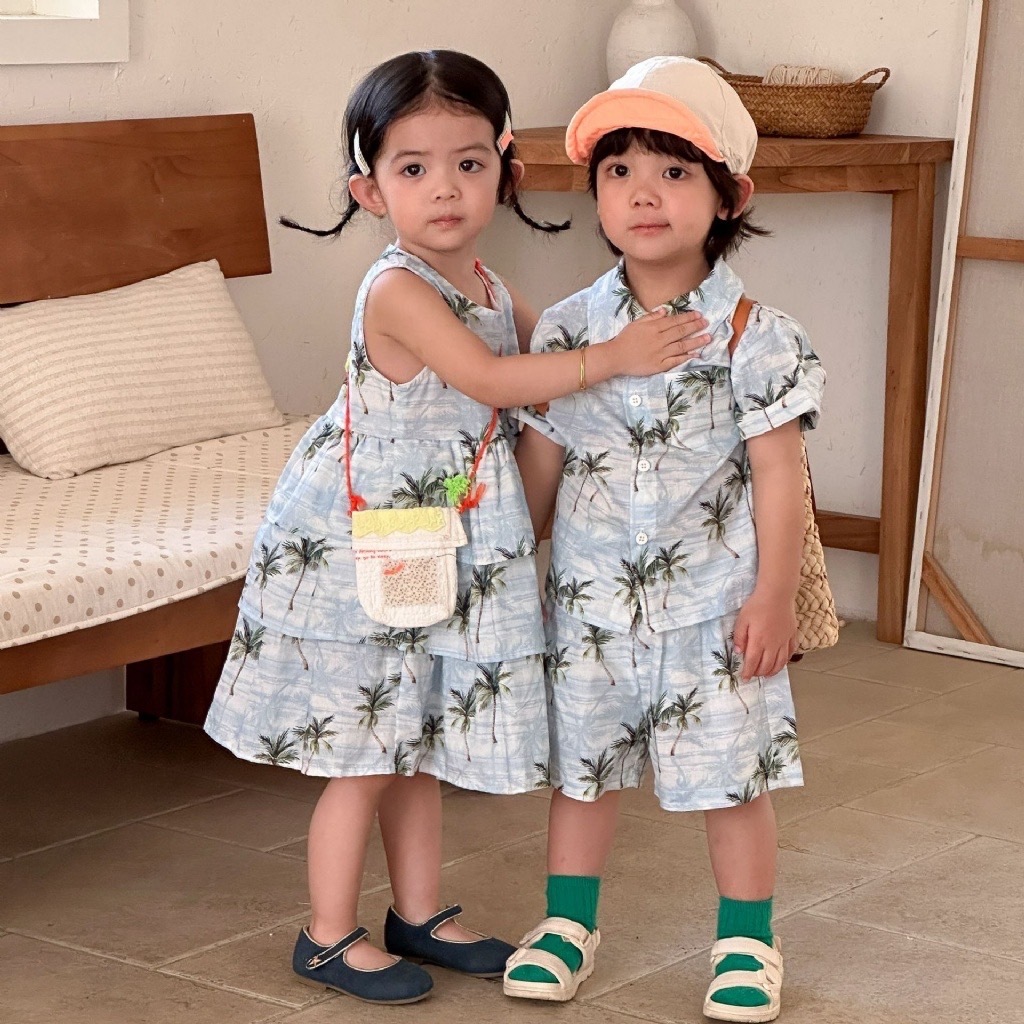 海灘棕梠樹兄弟姐妹連身裙 / 套裝