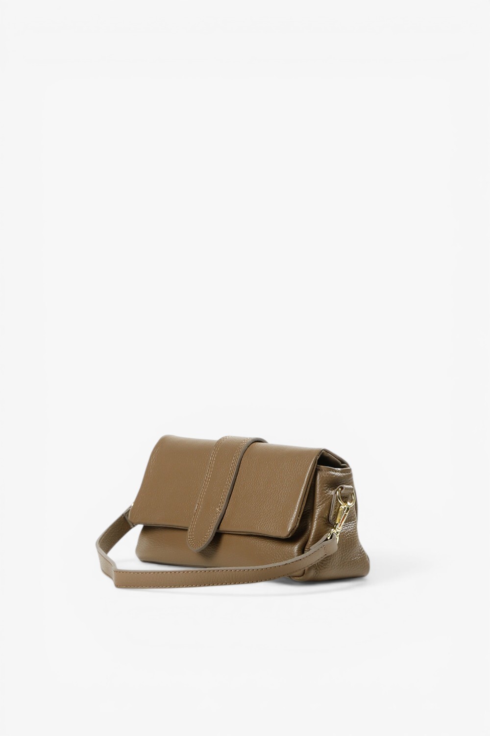 Nives 牛皮素面小型方包 灰褐